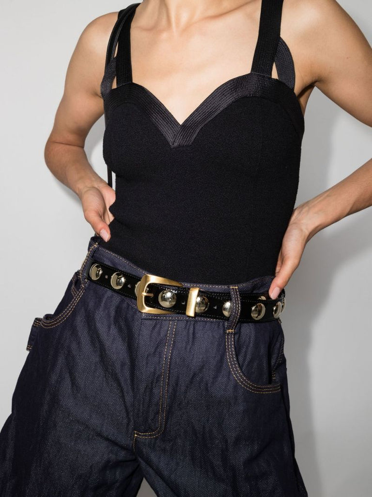 Black Benny Studded Patent Leather Belt