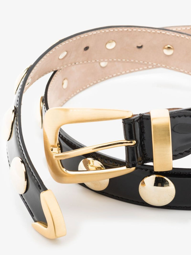 Black Benny Studded Patent Leather Belt