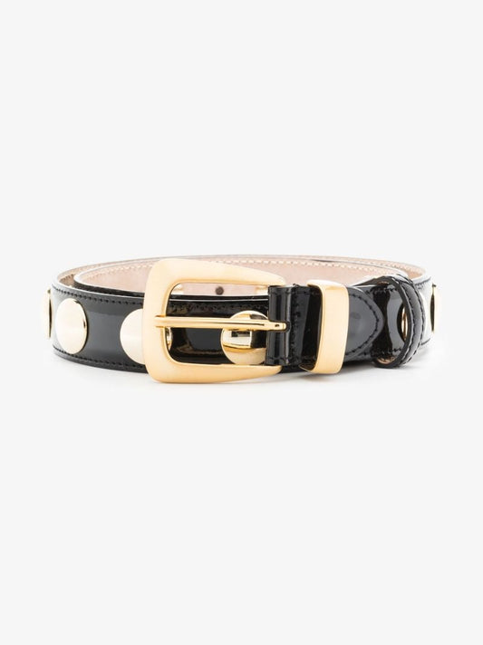 Black Benny Studded Patent Leather Belt