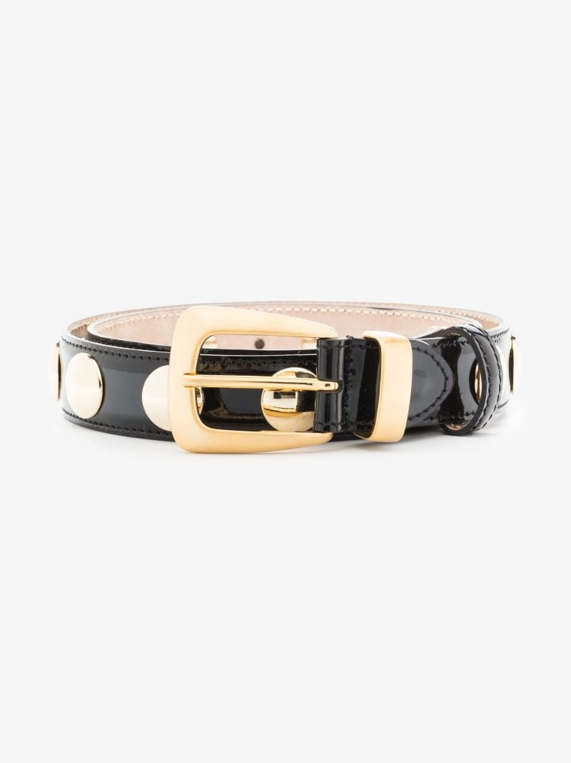 Black Benny Studded Patent Leather Belt