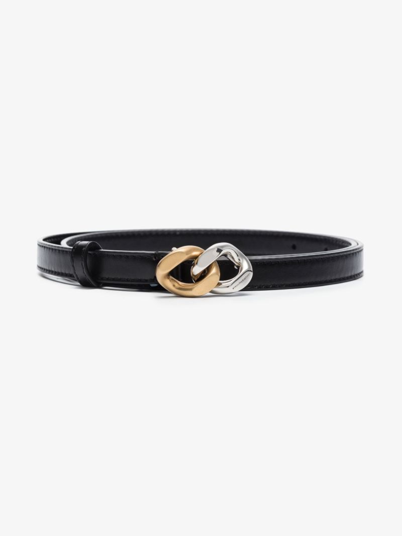Black Chain Detail Faux Leather Belt