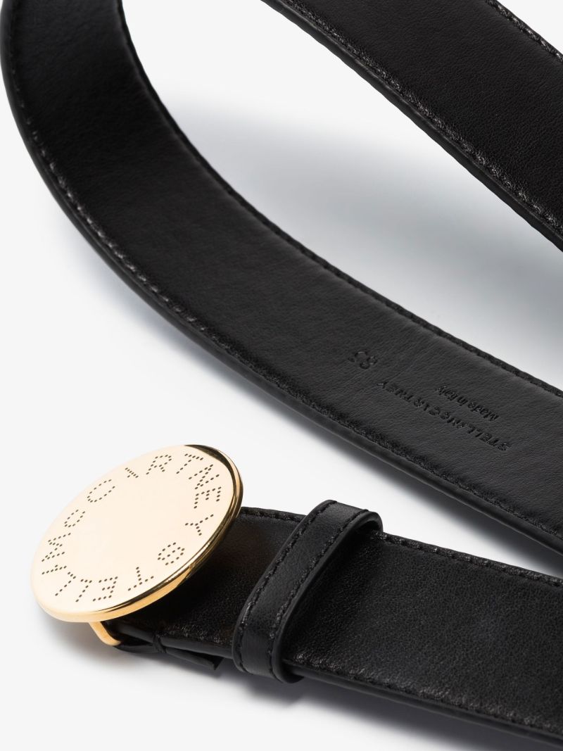 Black Logo Buckle Faux Leather Belt