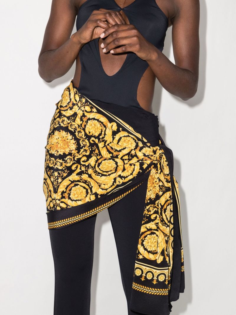 Black and Gold Barocco Print Silk Scarf