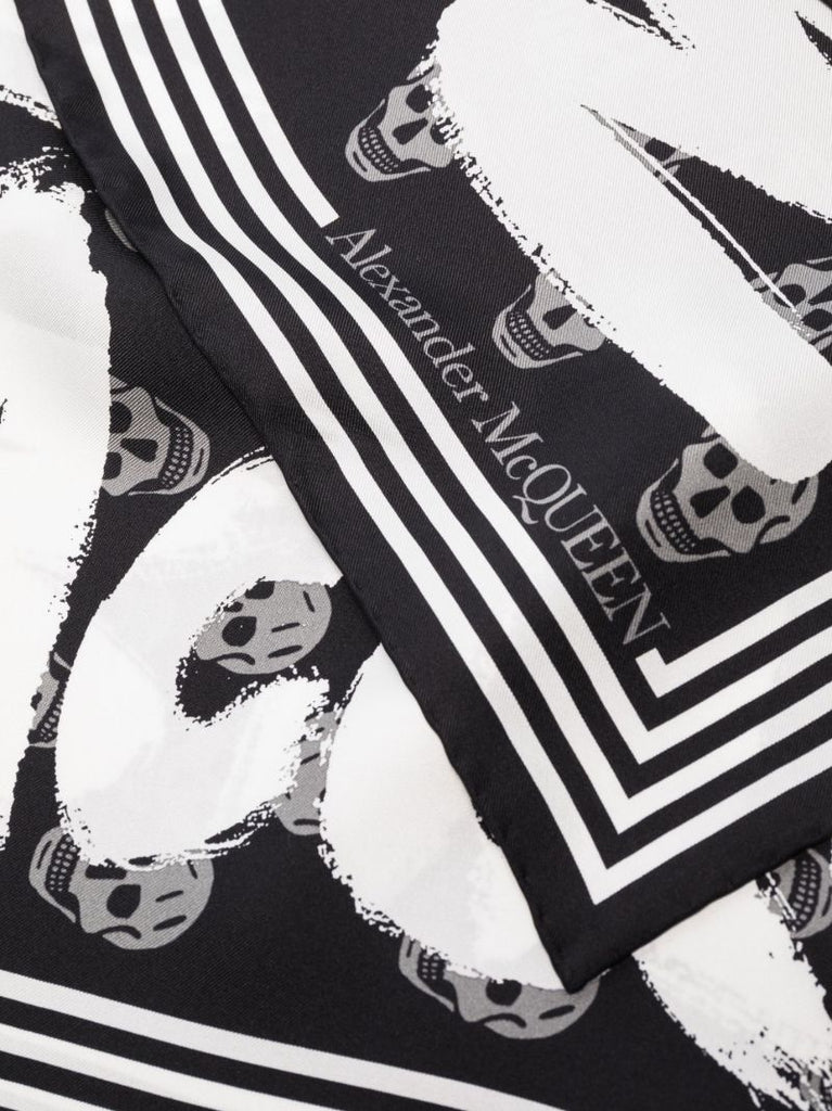 Black Graffiti Biker Silk Scarf