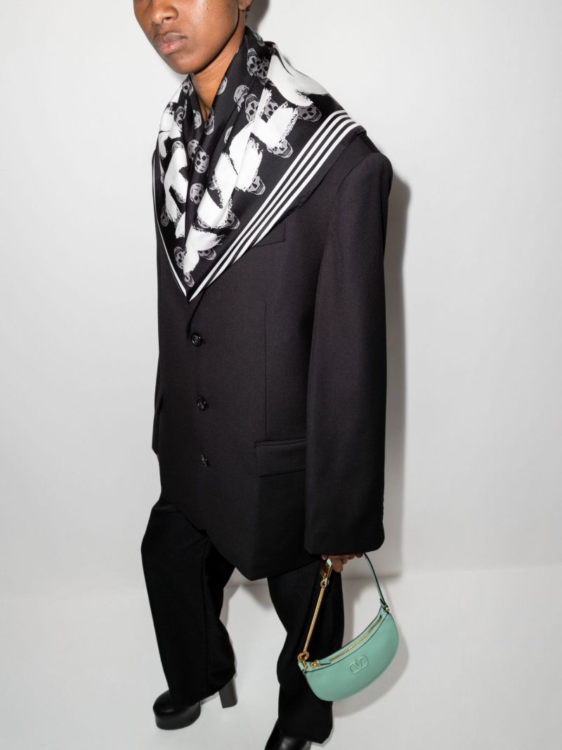 Black Graffiti Biker Silk Scarf