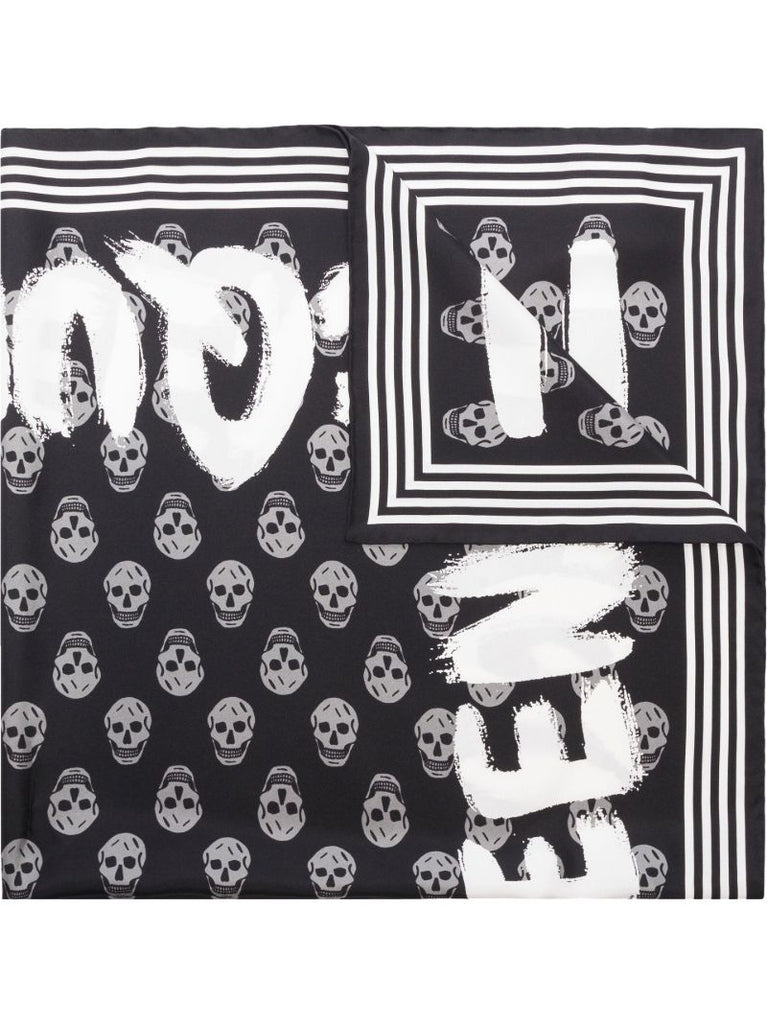 Black Graffiti Biker Silk Scarf