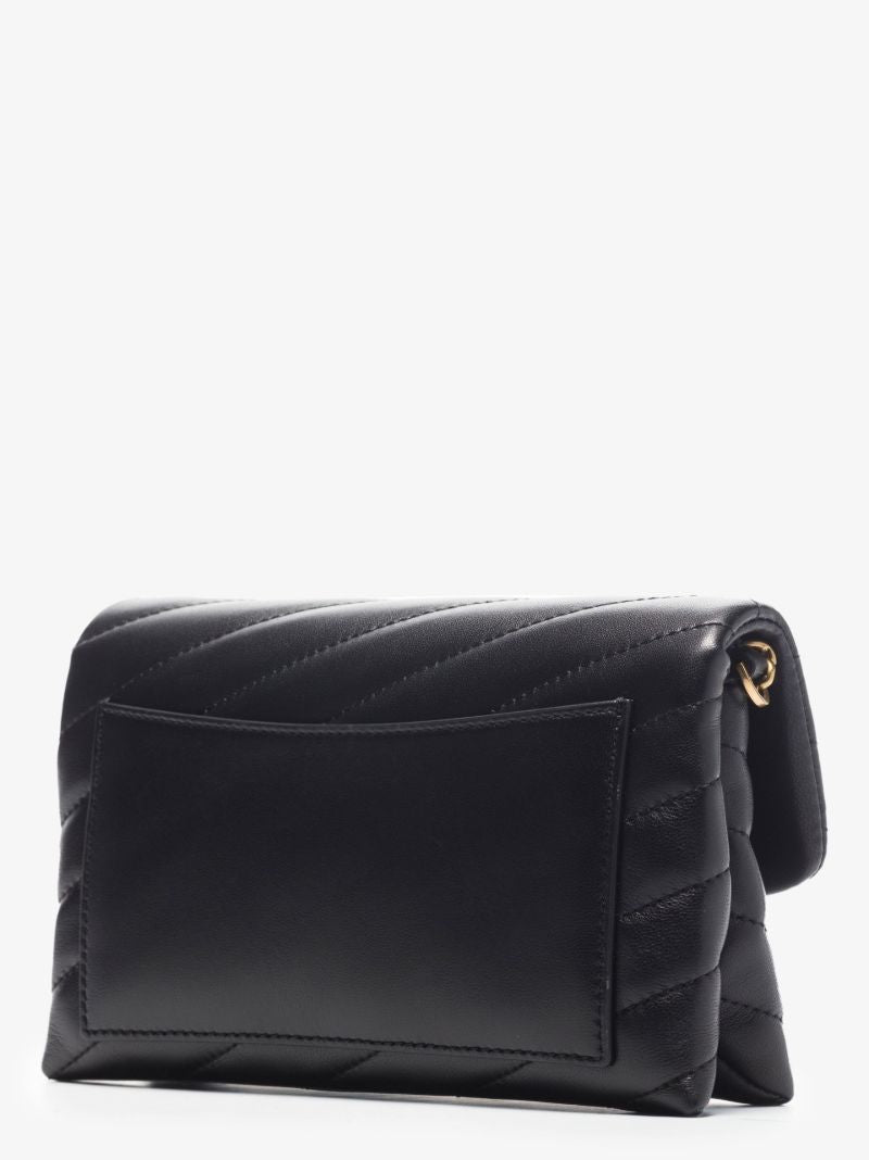 Black Kira Chevron Leather Chain Wallet