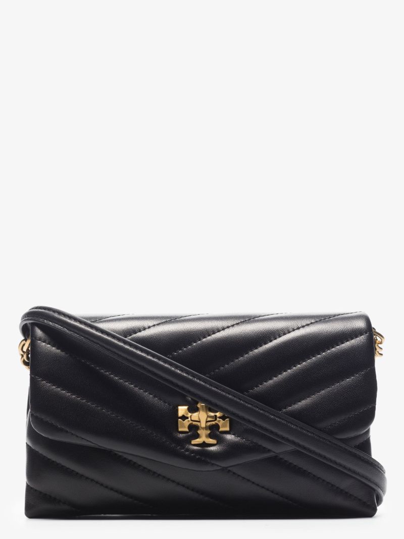 Black Kira Chevron Leather Chain Wallet