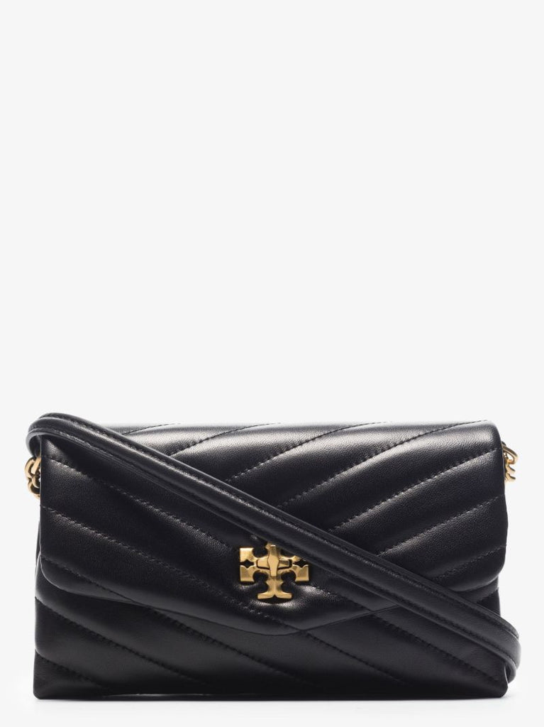 Black Kira Chevron Leather Chain Wallet