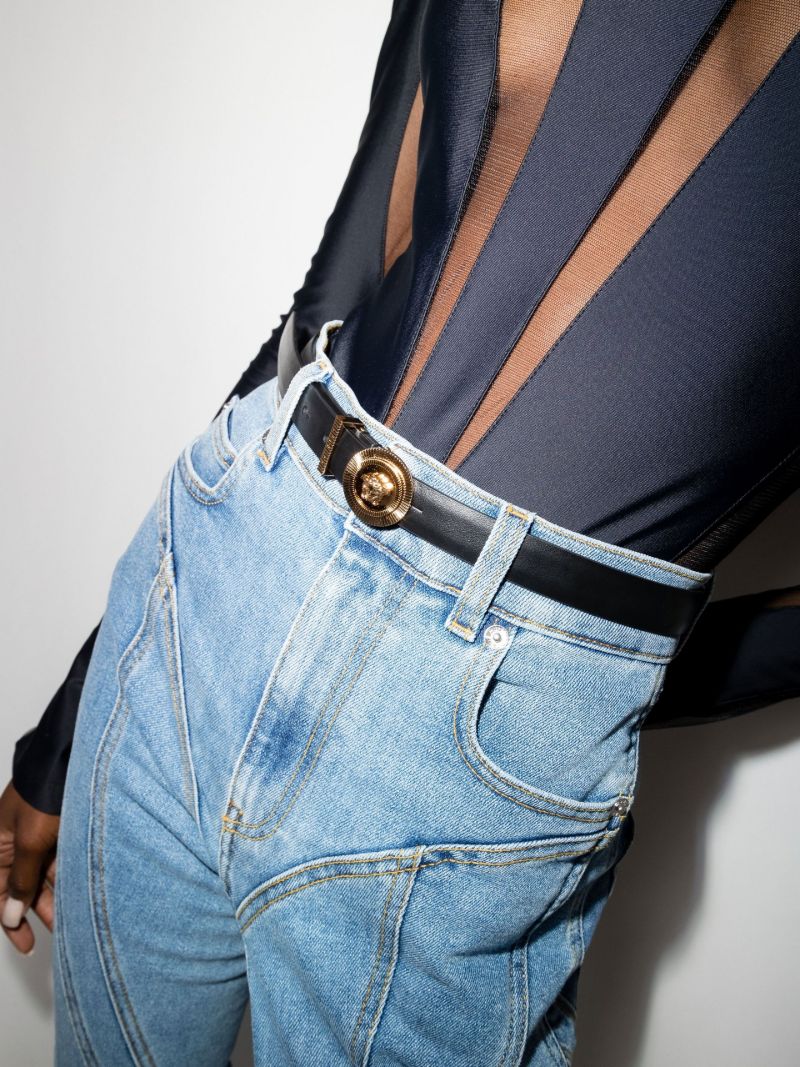 Black Medusa Head Leather Belt