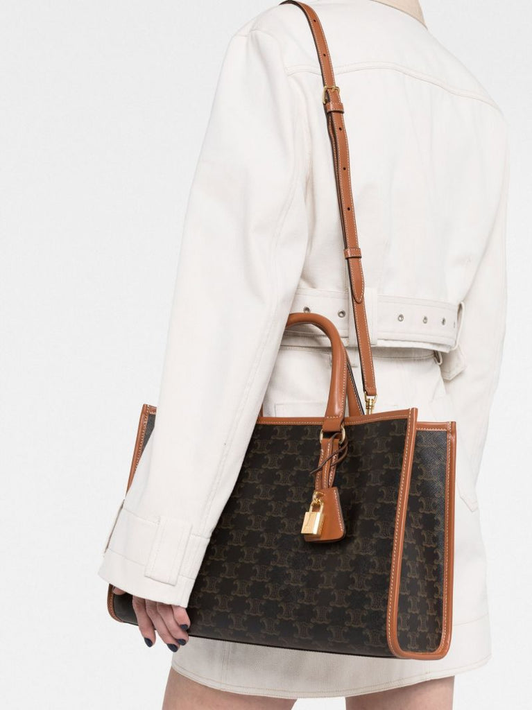 Brown Triomphe Canvas Tote Bag