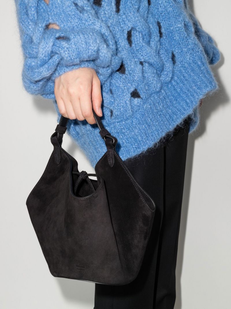 Black Lotus Mini Suede Tote Bag