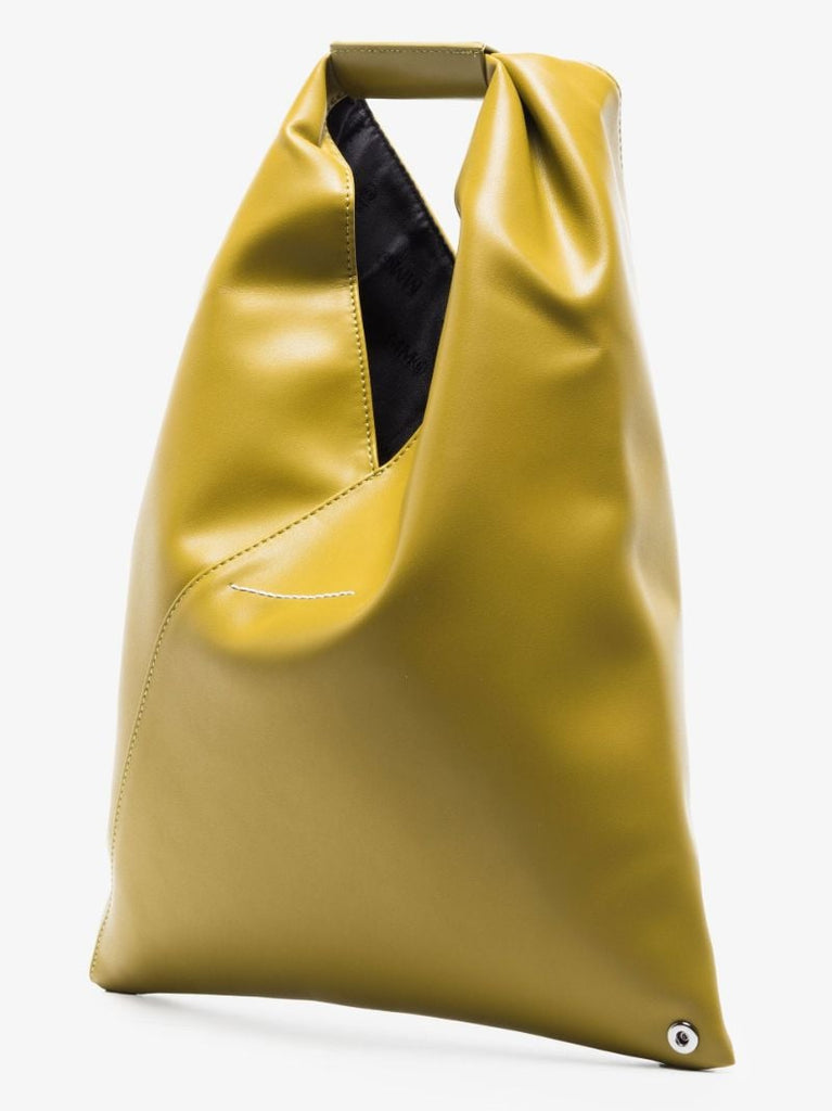 Green Japanese Small Faux Leather Tote Bag