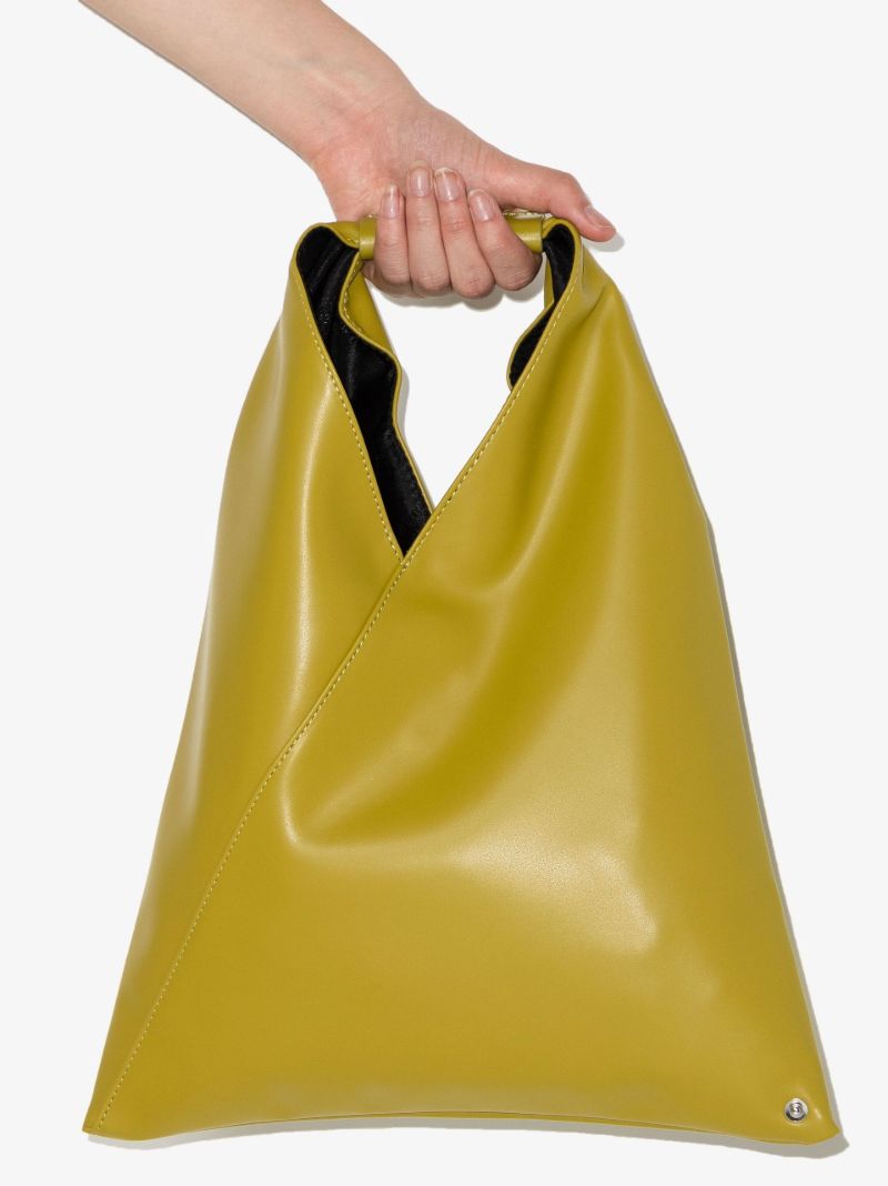 Green Japanese Small Faux Leather Tote Bag