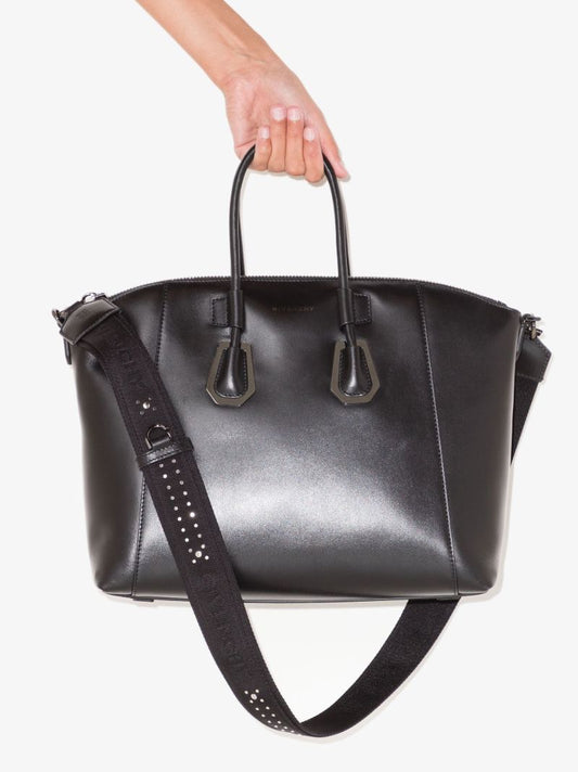Black Antigona Small Leather Sport Tote Bag