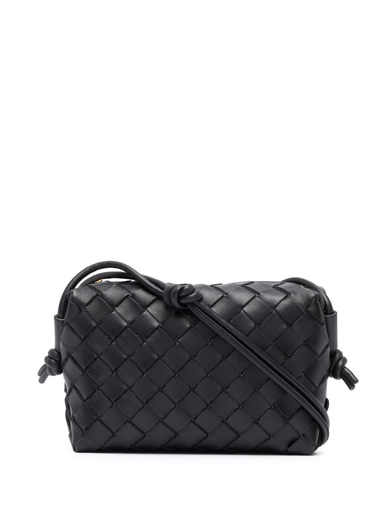 Black Mini Loop Leather Shoulder Bag