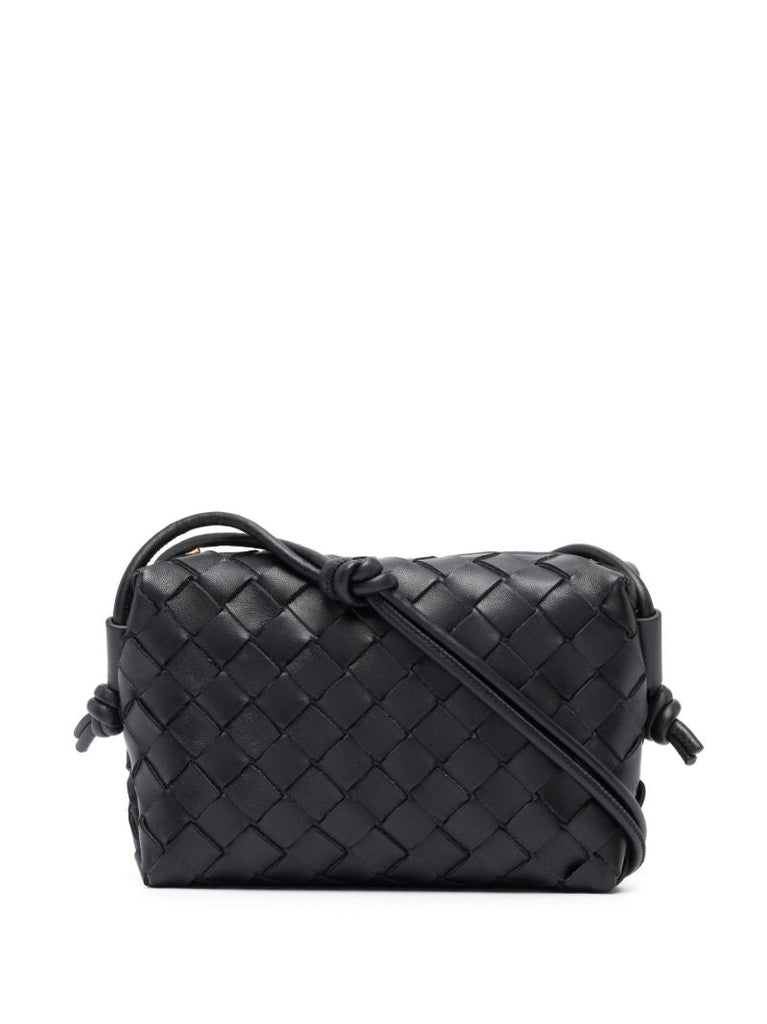 Black Mini Loop Leather Shoulder Bag