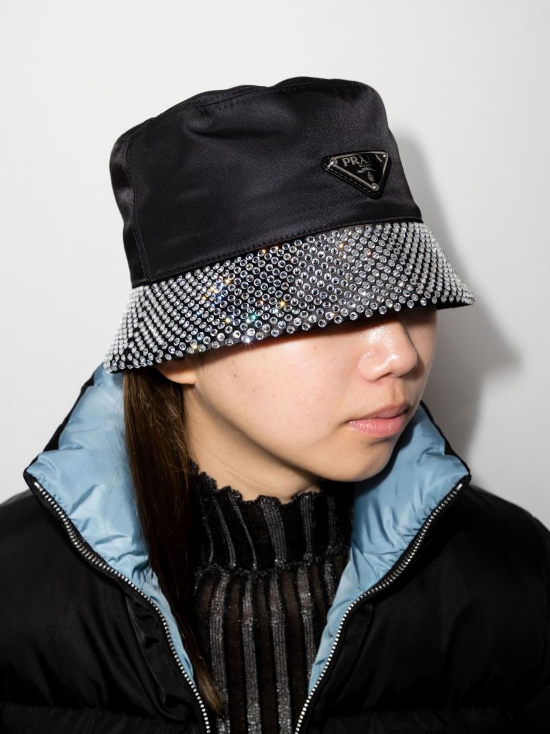 Black Re-nylon Crystal Bucket Hat