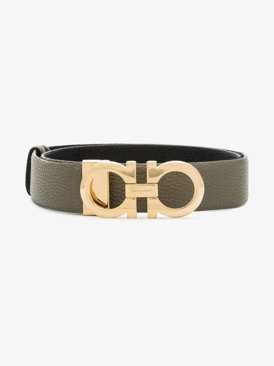Green Gancini Reversible Leather Belt