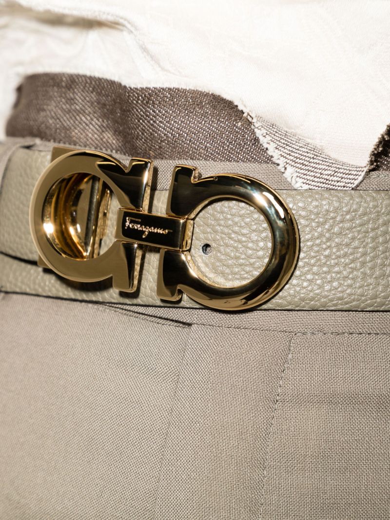 Green Gancini Reversible Leather Belt