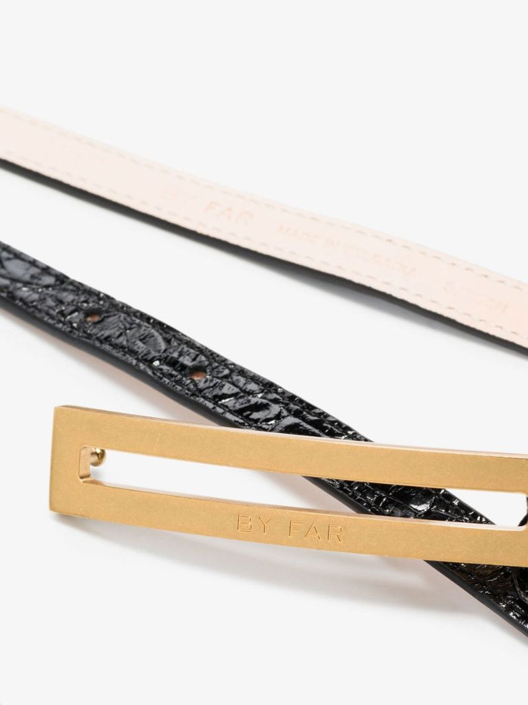 Black Ling Mock Croc Leather Belt