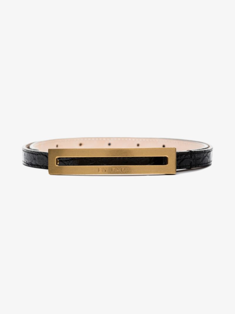 Black Ling Mock Croc Leather Belt