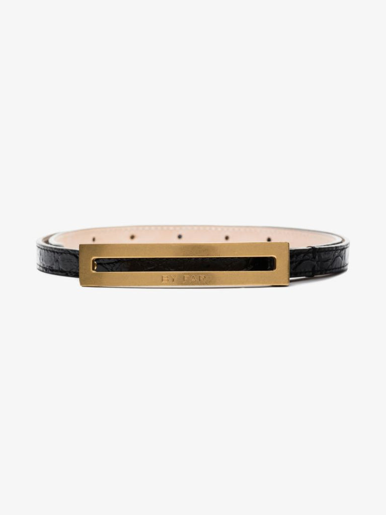 Black Ling Mock Croc Leather Belt