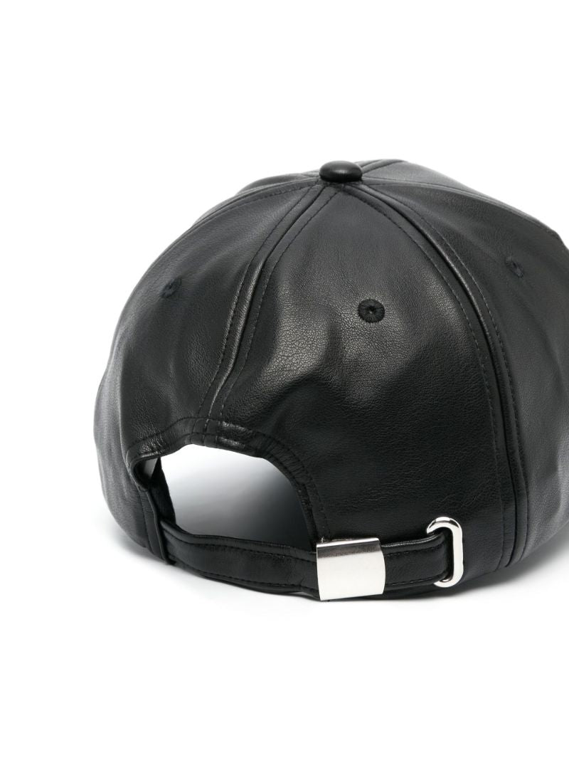 Black Cia Faux Leather Baseball Cap