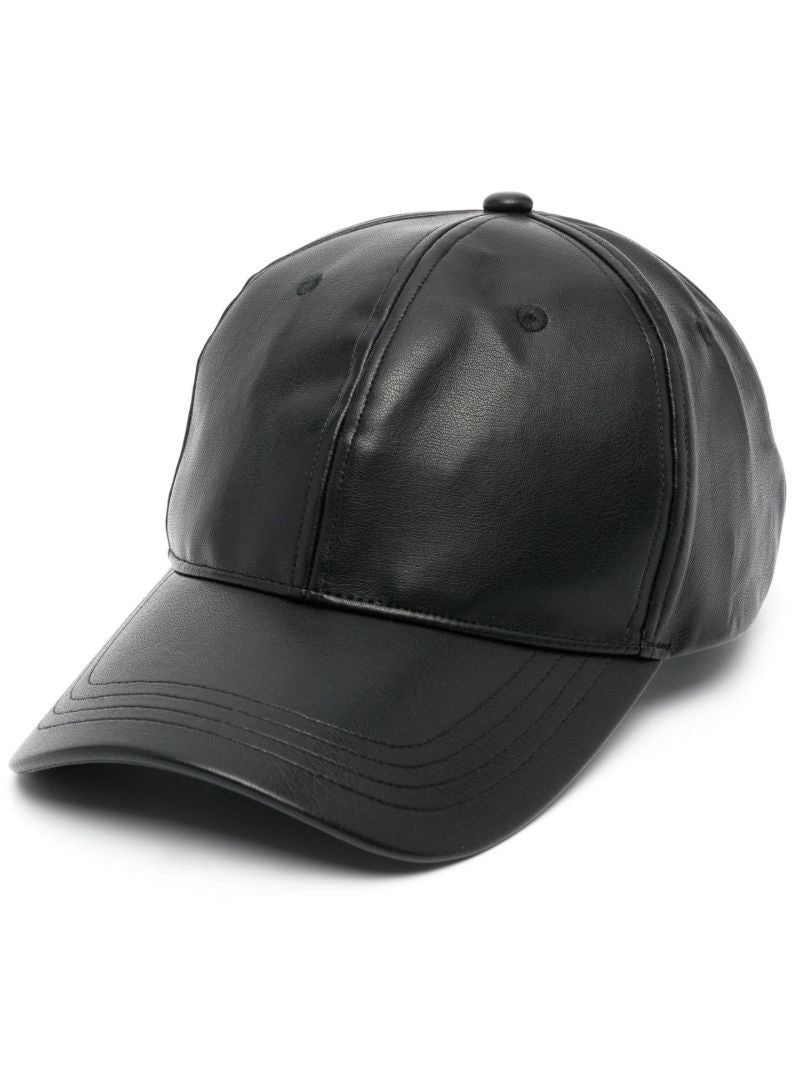 Black Cia Faux Leather Baseball Cap