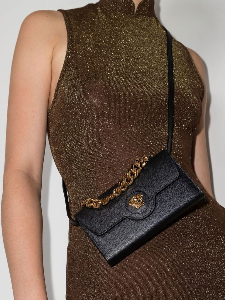 Black La Medusa Leather Mini Bag