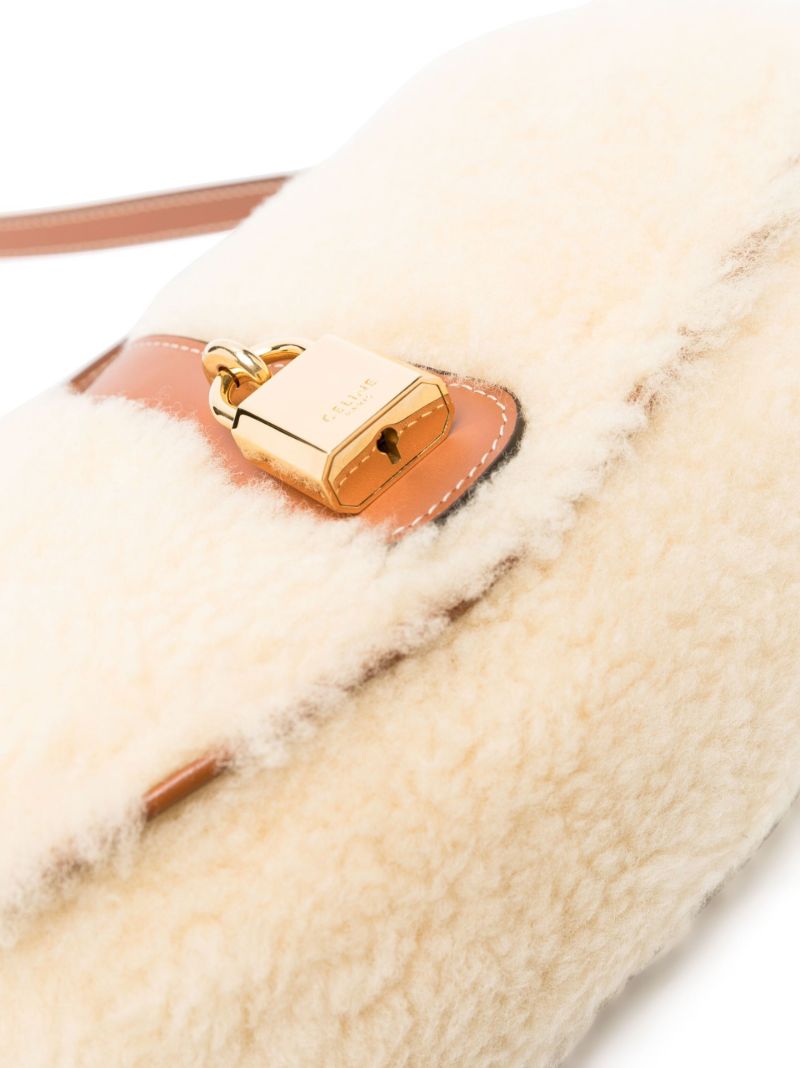 Beige Tabou Shearling Shoulder Bag