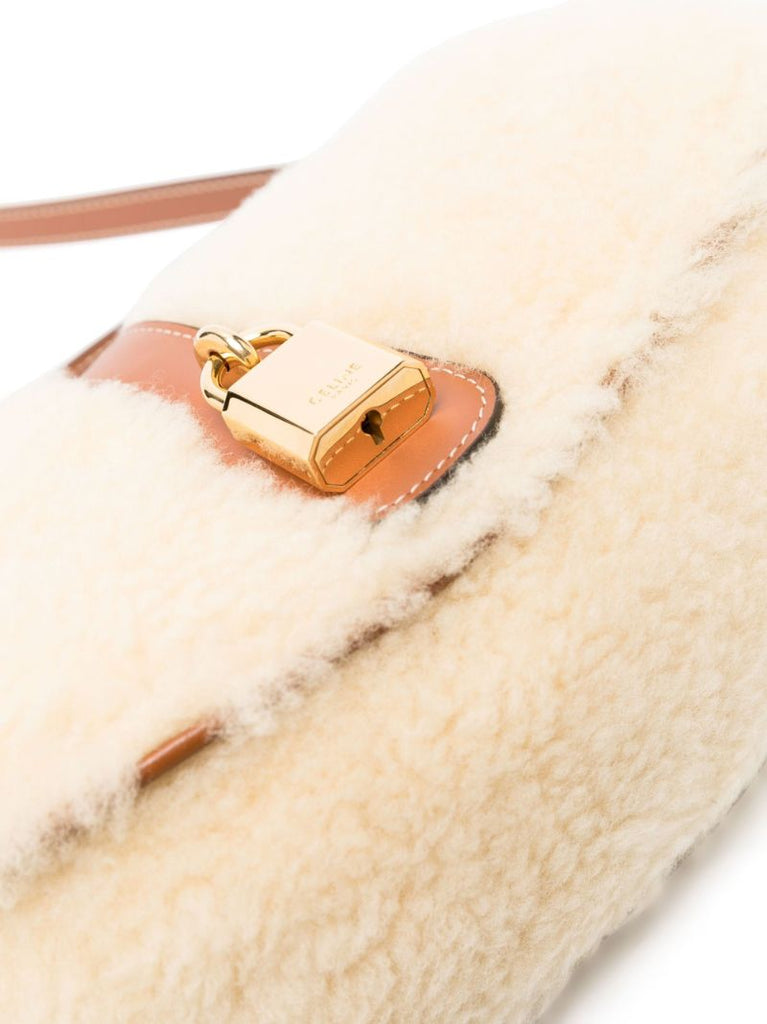 Beige Tabou Shearling Shoulder Bag
