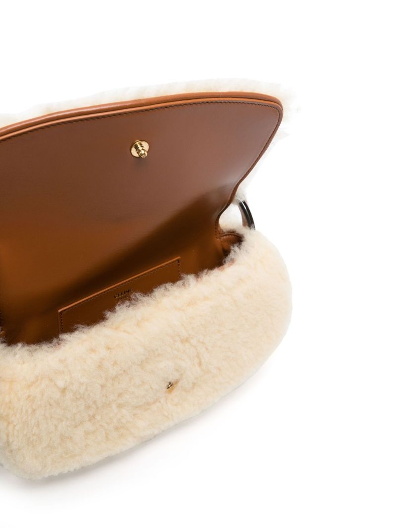 Beige Tabou Shearling Shoulder Bag