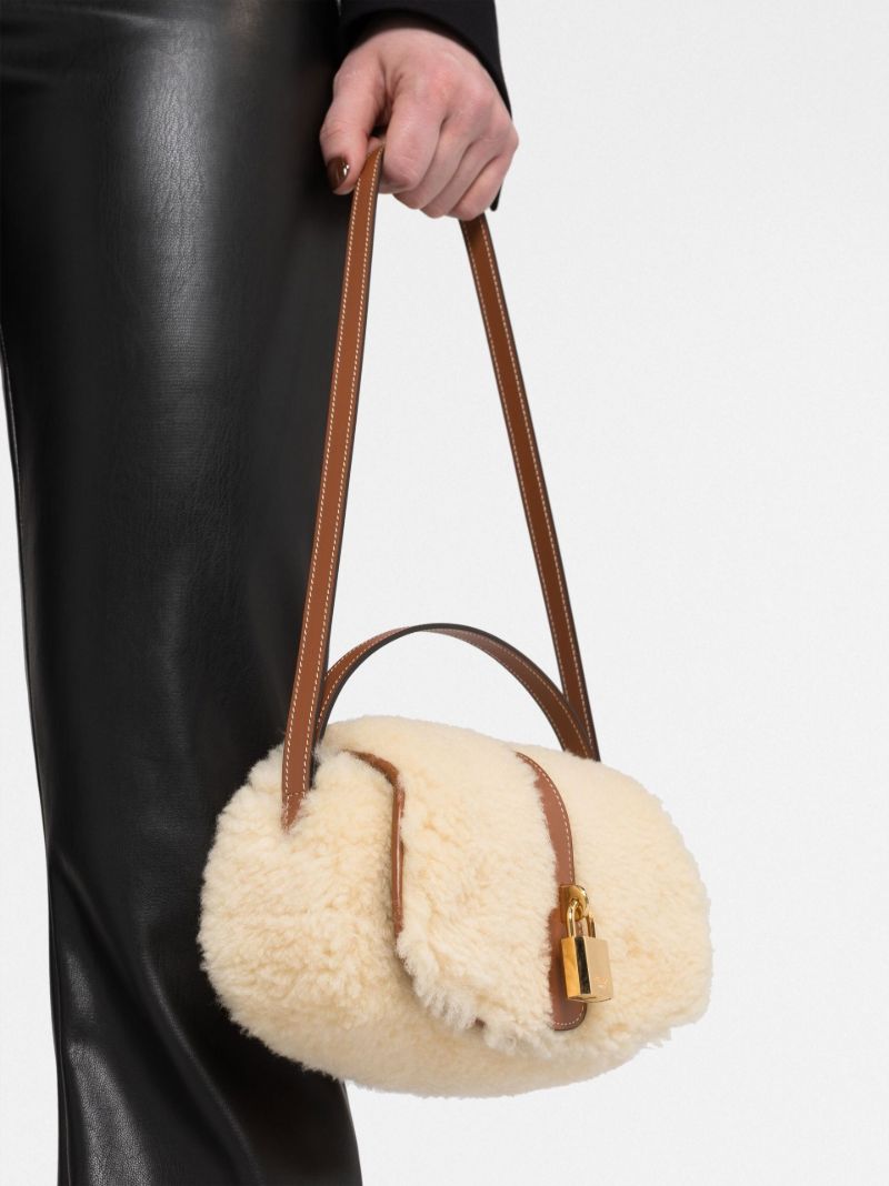 Beige Tabou Shearling Shoulder Bag