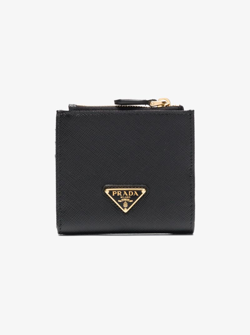 Black Triangle Logo Leather Wallet
