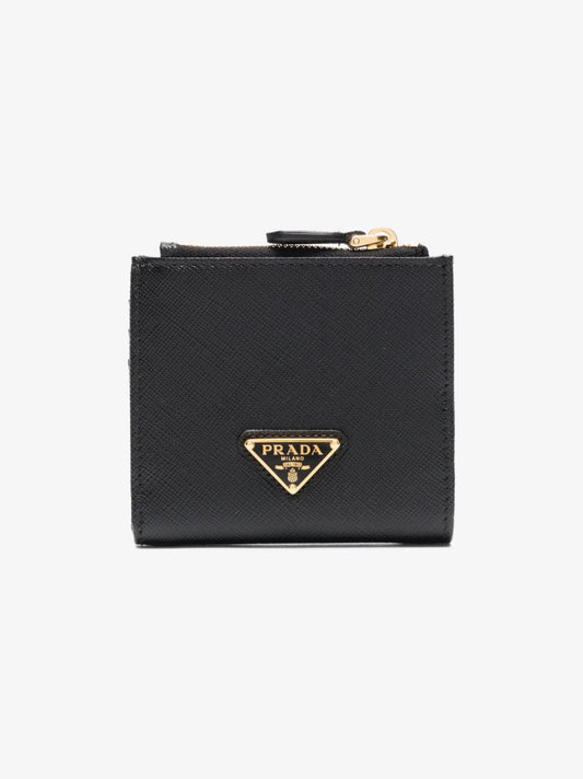 Black Triangle Logo Leather Wallet