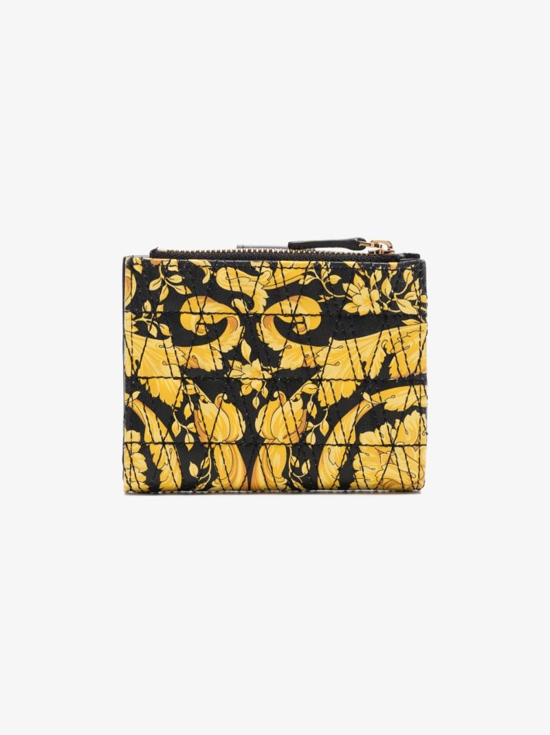Yellow Baroque Virtus Printed Silk and Leather Wallet