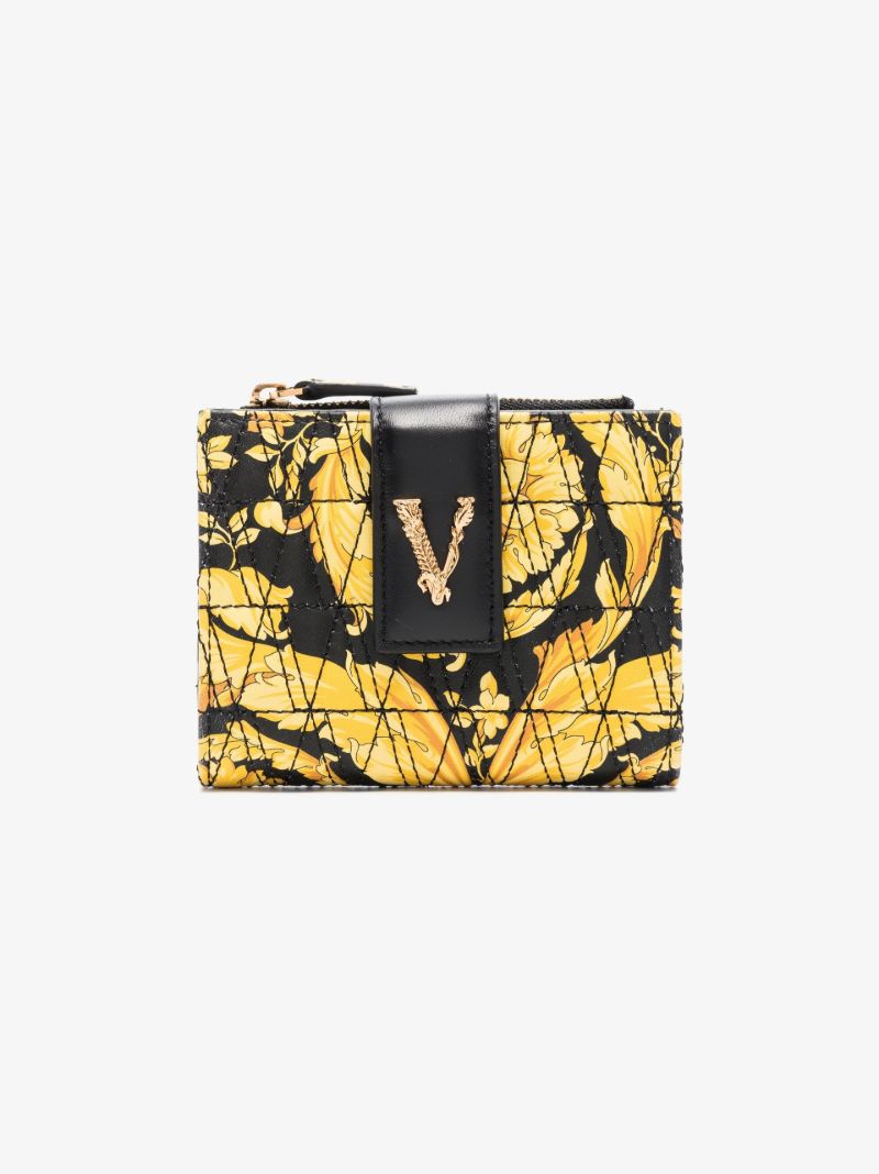 Yellow Baroque Virtus Printed Silk and Leather Wallet