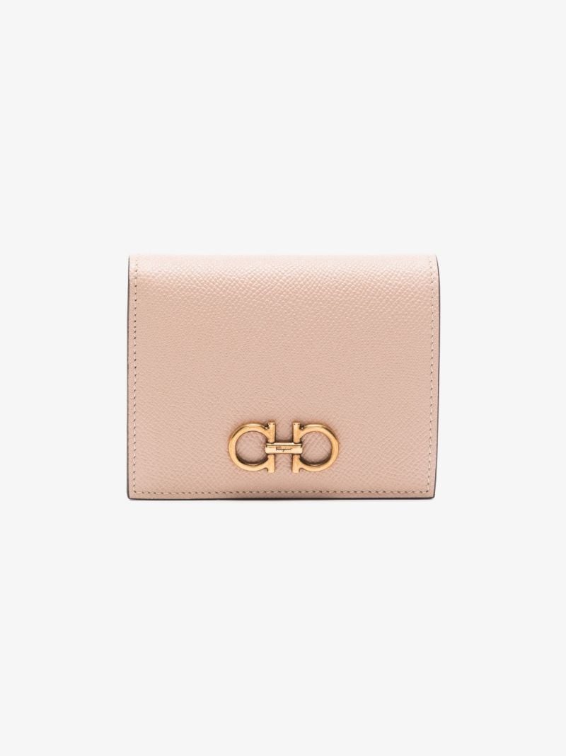 Pink Gancini Grained Leather Wallet