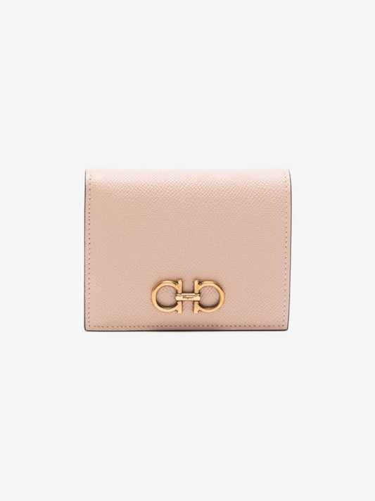 Pink Gancini Grained Leather Wallet