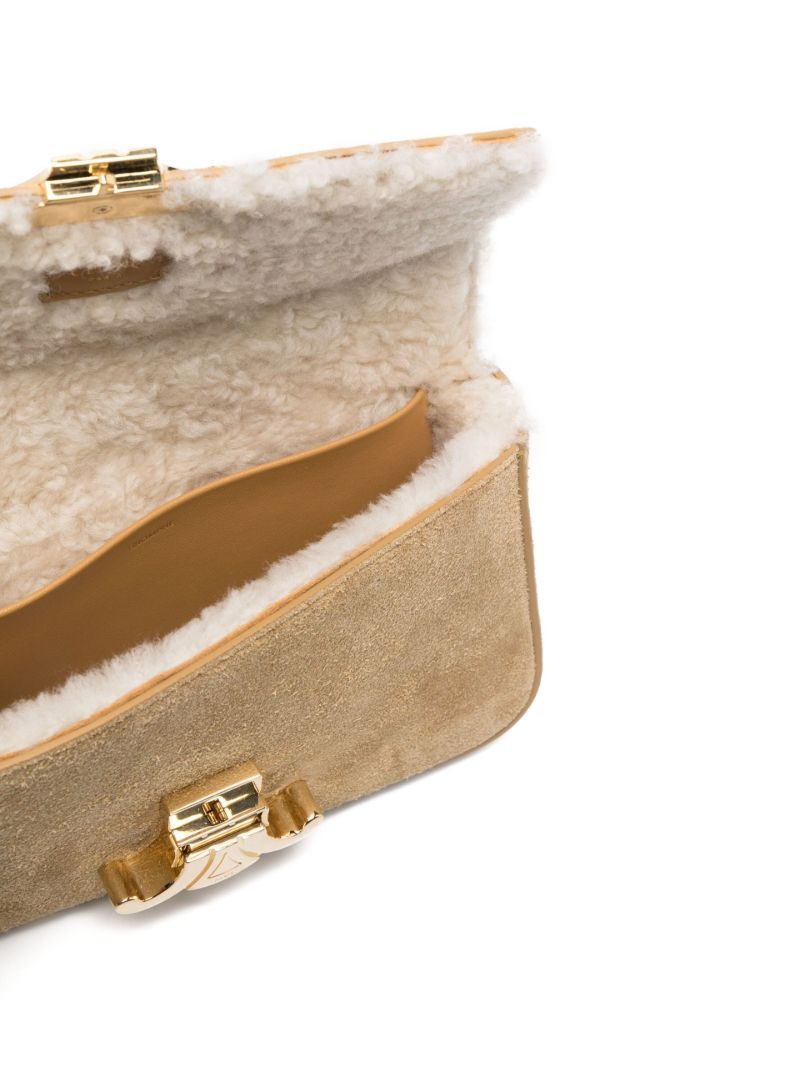 Neutral Triomphe Suede Shoulder Bag