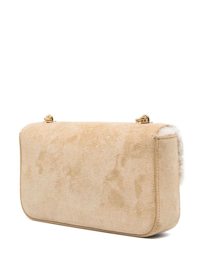 Neutral Triomphe Suede Shoulder Bag
