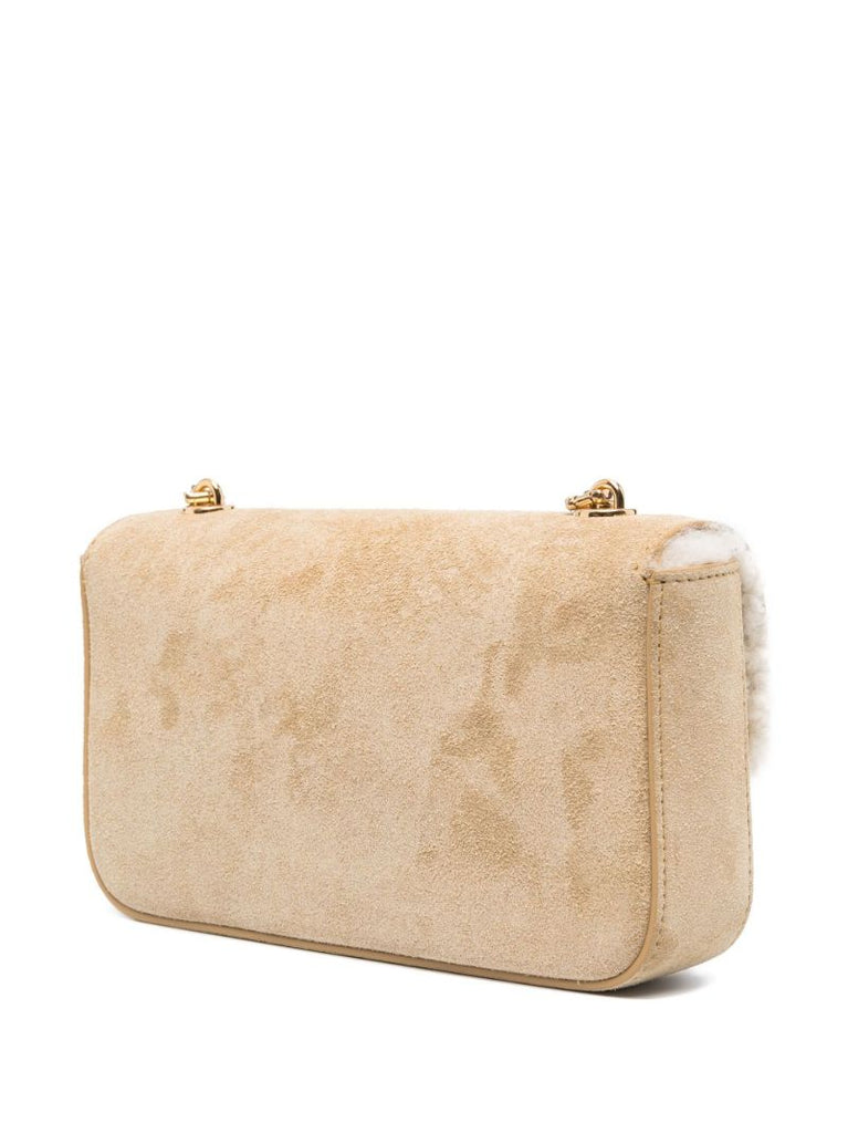 Neutral Triomphe Suede Shoulder Bag