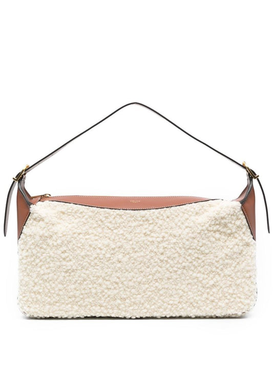 Neutral Romy Medium Shearling Shoulder Bag