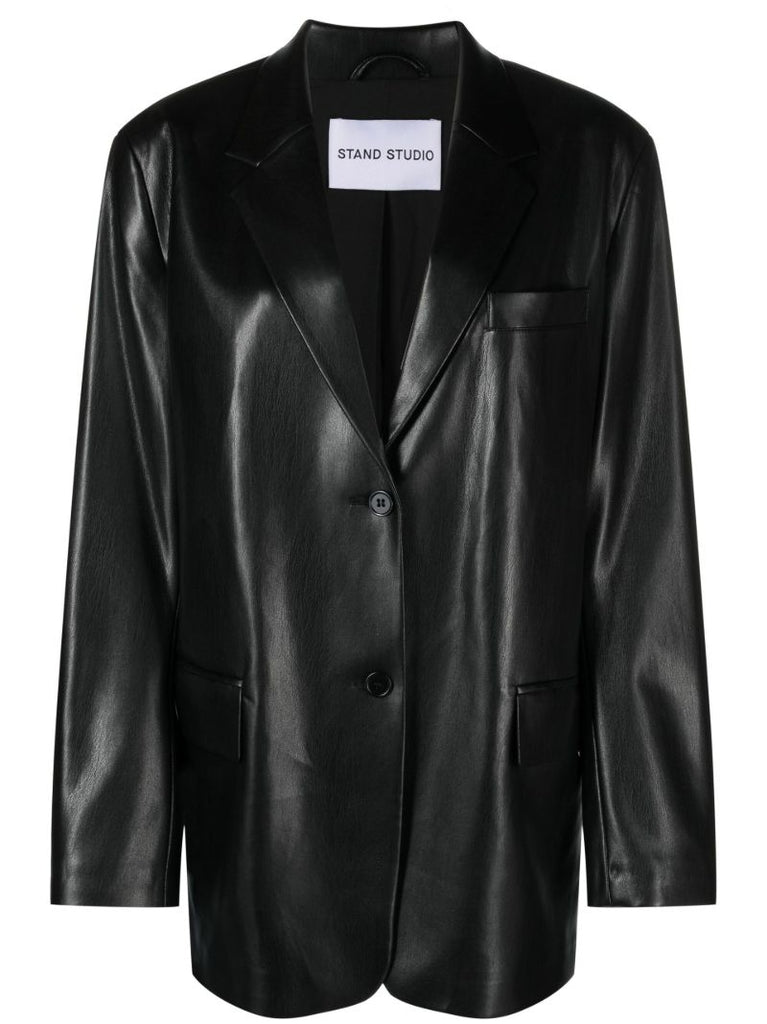 Black Georgina Faux Leather Blazer