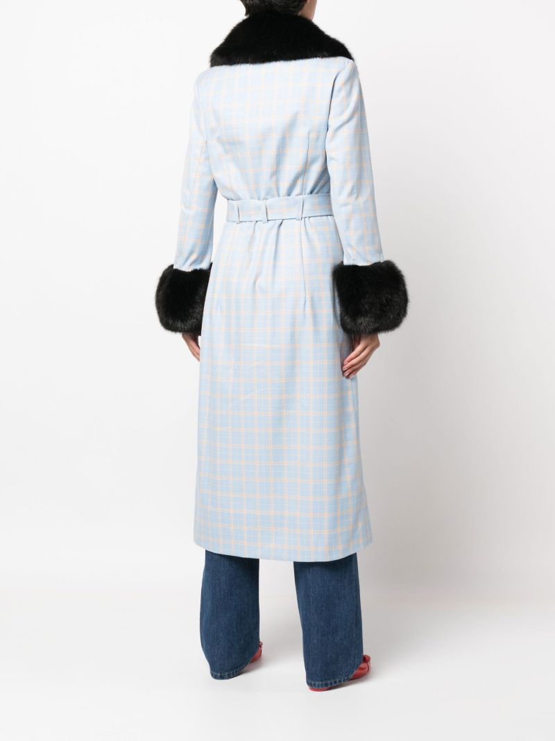 Blue Scarlett Faux Fur Trim Coat