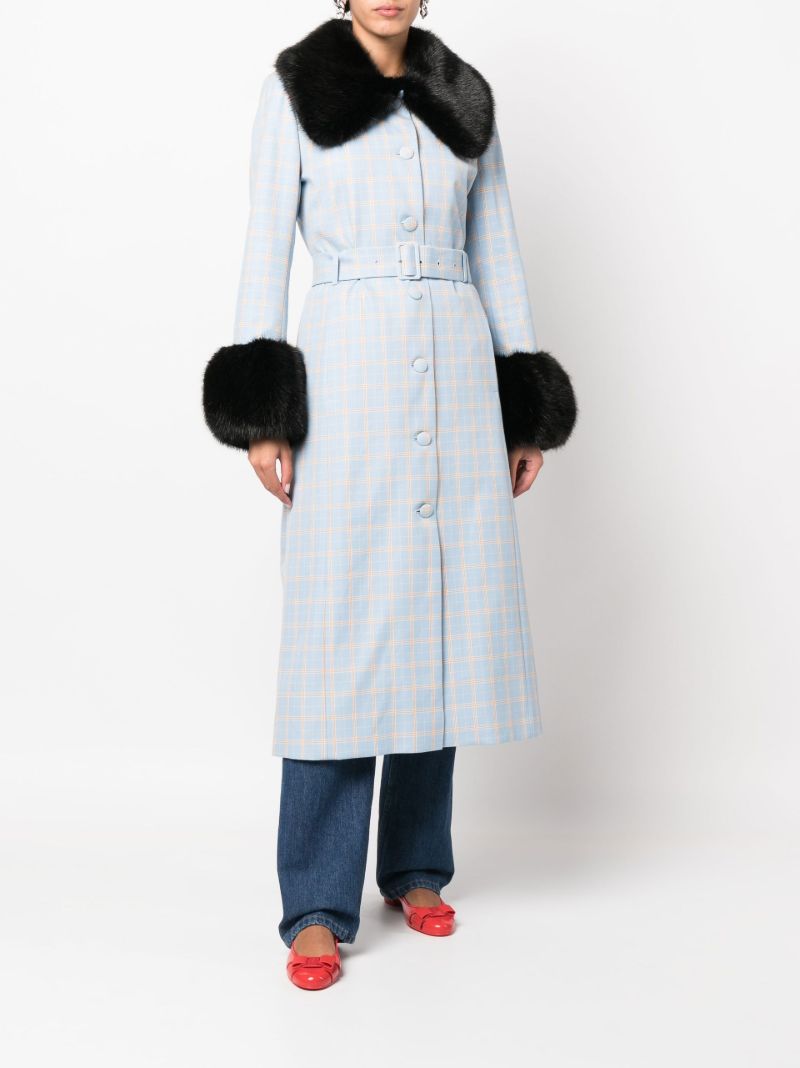 Blue Scarlett Faux Fur Trim Coat
