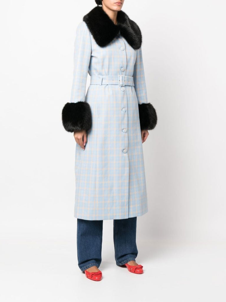 Blue Scarlett Faux Fur Trim Coat