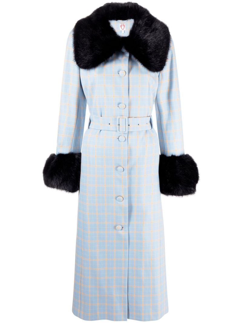 Blue Scarlett Faux Fur Trim Coat
