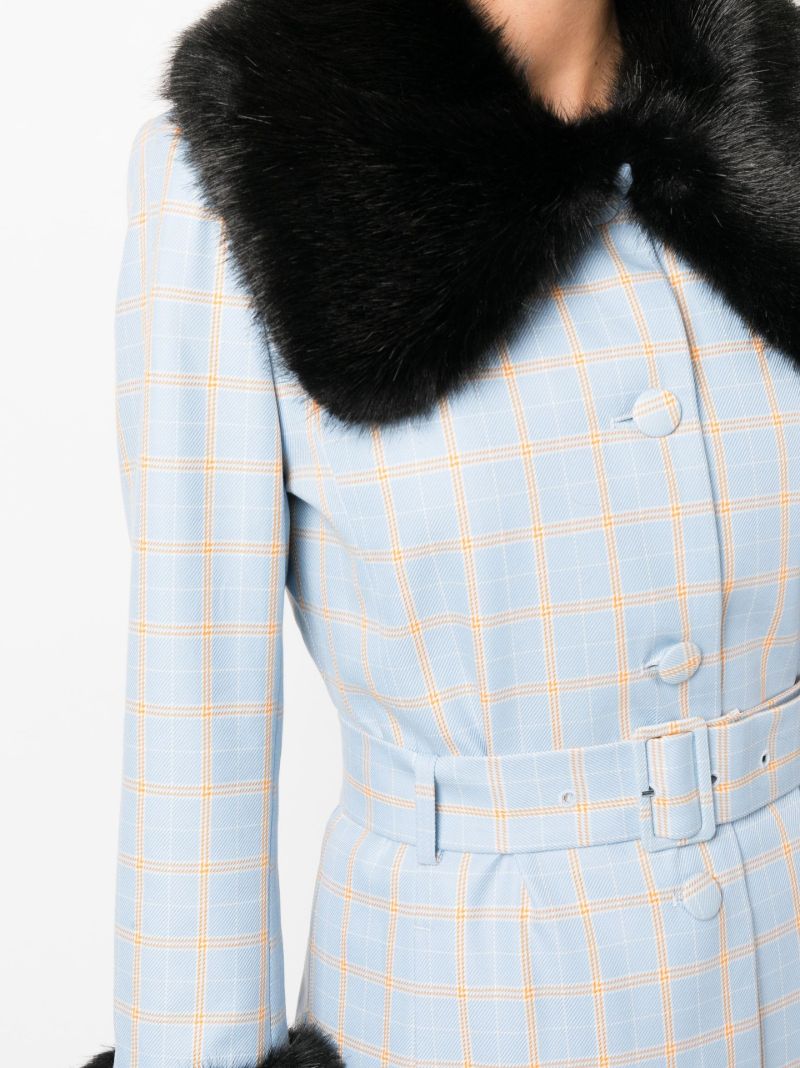 Blue Scarlett Faux Fur Trim Coat